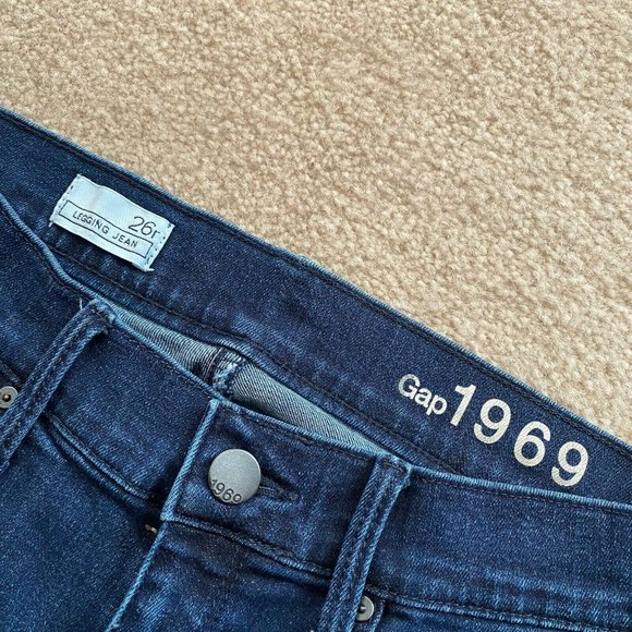 Gap 1969 26R Denim Legging Jean Metallic Dipped Hem Actual W 27 x I 28 3/4 - Picture 10 of 12